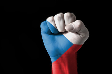 Image showing Fist painted in colors of czech flag