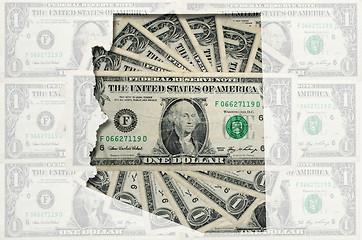 Image showing Outline map of Arizona with transparent american dollar banknote