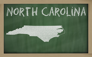 Image showing outline map of north carolina on blackboard 