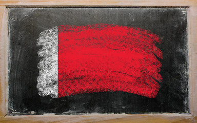 Image showing flag of Bahrain on blackboard painted with chalk  