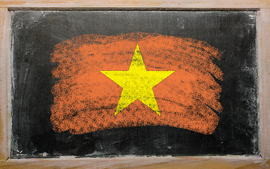 Image showing flag of vietnam on blackboard painted with chalk  