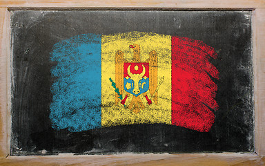 Image showing flag of moldova on blackboard painted with chalk  