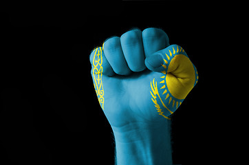 Image showing Fist painted in colors of kazakstan flag