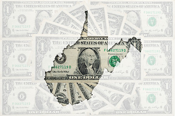 Image showing Outline map of west virginia with transparent american dollar ba