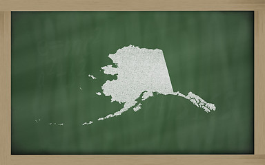 Image showing outline map of alaska on blackboard 