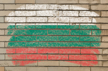 Image showing flag of Bulgaria on grunge brick wall painted with chalk  