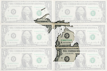 Image showing Outline map of michigan with transparent american dollar banknot