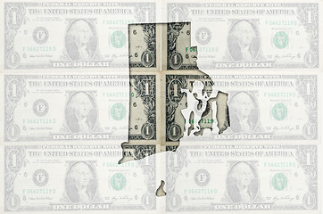 Image showing Outline map of rhode island with transparent american dollar ban