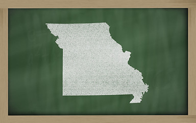 Image showing outline map of missouri on blackboard 