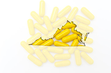 Image showing Outline map of virginia with transparent pills in the background