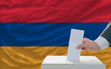 Image showing man voting on elections in armenia