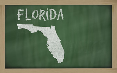 Image showing outline map of florida on blackboard 