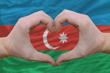 Image showing Heart and love gesture showed by hands over flag of azerbaijan b