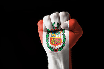 Image showing Fist painted in colors of peru flag