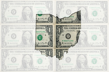 Image showing Outline map of ohio with transparent american dollar banknotes i