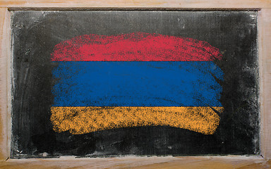 Image showing flag of Armenia on blackboard painted with chalk  