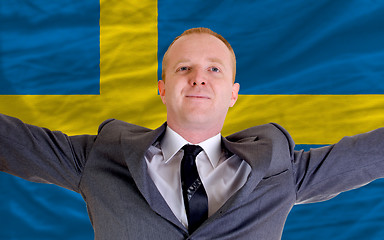 Image showing happy businessman because of profitable investment in sweden sta