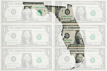 Image showing Outline map of Florida with transparent american dollar banknote