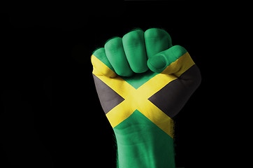 Image showing Fist painted in colors of jamaica flag