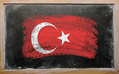 Image showing flag of turkey on blackboard painted with chalk  