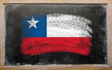Image showing flag of Chile on blackboard painted with chalk  
