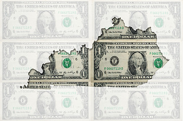 Image showing Outline map of Kentucky with transparent american dollar banknot