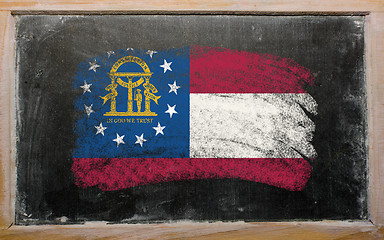 Image showing flag of Georgia on blackboard painted with chalk  