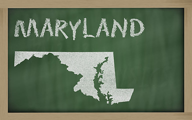 Image showing outline map of maryland on blackboard 