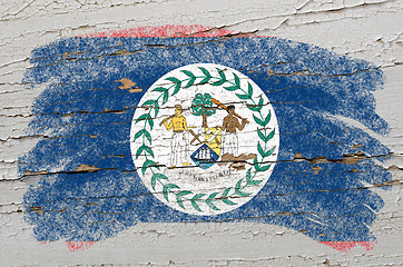 Image showing flag of belize on grunge wooden texture painted with chalk  