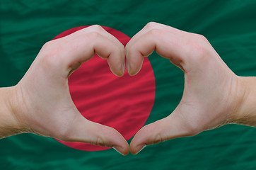 Image showing Heart and love gesture showed by hands over flag of bamgladesh b