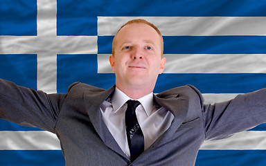 Image showing happy businessman because of profitable investment in greece sta