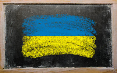 Image showing flag of ukraine on blackboard painted with chalk  