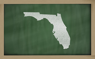 Image showing outline map of florida on blackboard 