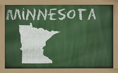 Image showing outline map of minnesota on blackboard 