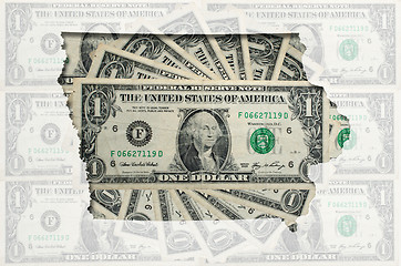 Image showing Outline map of Iowa with transparent american dollar banknotes i