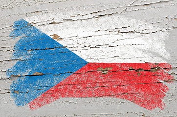 Image showing flag of czech on grunge wooden texture painted with chalk  