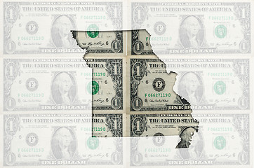 Image showing Outline map of missouri with transparent american dollar banknot