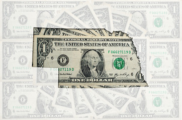 Image showing Outline map of nebraska with transparent american dollar banknot