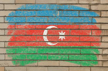 Image showing flag of azerbaijan on grunge brick wall painted with chalk  