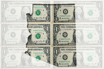 Image showing Outline map of Arizona with transparent american dollar banknote