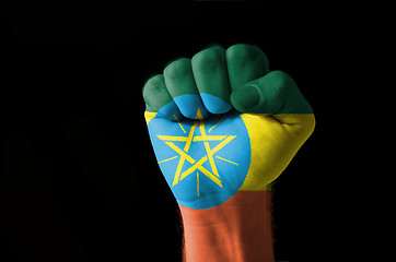 Image showing Fist painted in colors of ethiopia flag