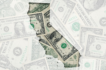 Image showing Outline map of California with transparent american dollar bankn