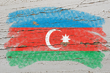 Image showing flag of azerbaijan on grunge wooden texture painted with chalk  