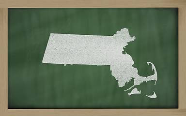 Image showing outline map of massachusetts on blackboard 