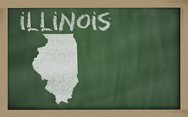 Image showing outline map of illinois on blackboard 