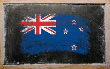 Image showing flag of New Zealand on blackboard painted with chalk  