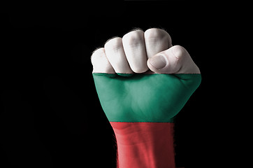 Image showing Fist painted in colors of bulgaria flag