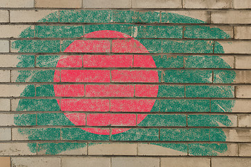 Image showing flag of bangladesh on grunge brick wall painted with chalk  