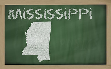 Image showing outline map of missouri on blackboard 