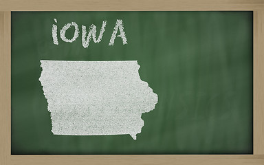 Image showing outline map of iowa on blackboard 